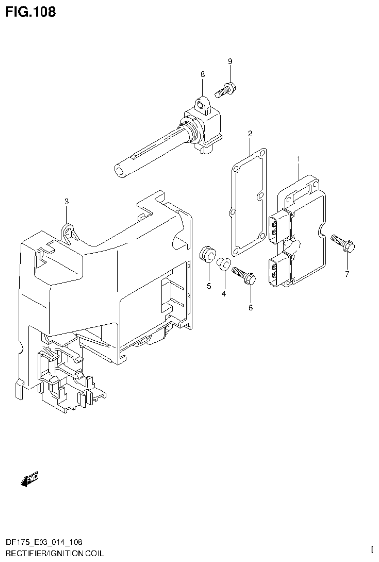 Suzuki DF175ZG RECTIFIER/IGNITION COIL (DF175T E03) parts diagram
